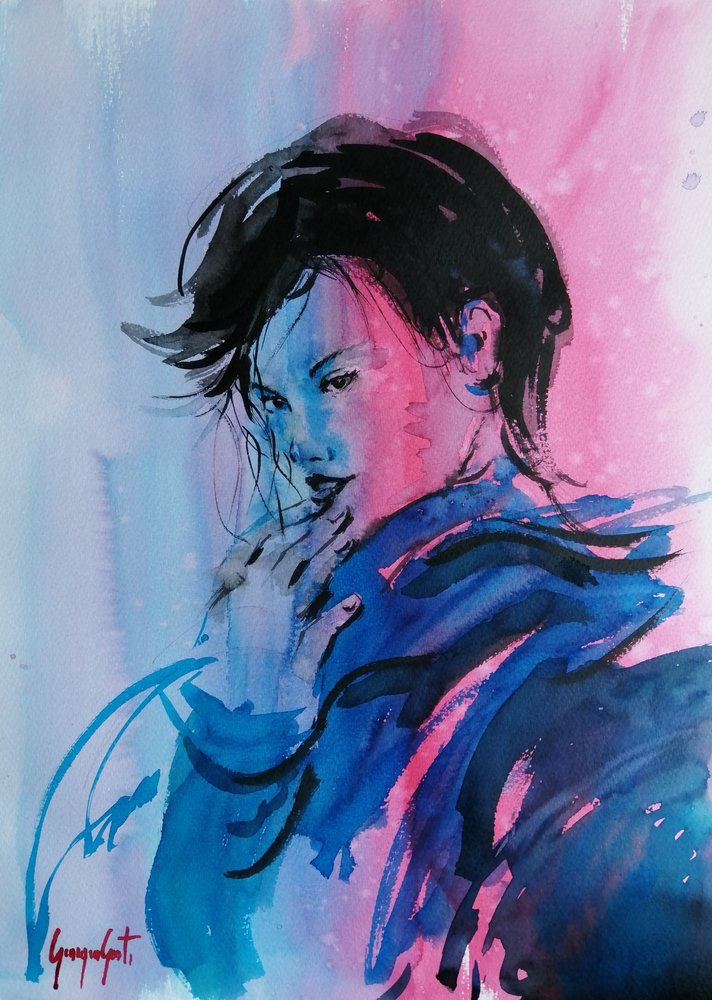 Ritratto dinamico rosa e blu da Giorgio Gosti