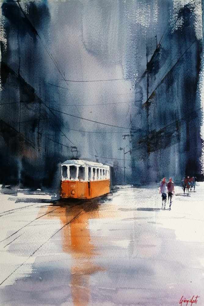 Tram arancione - Pioggia in città da Giorgio Gosti