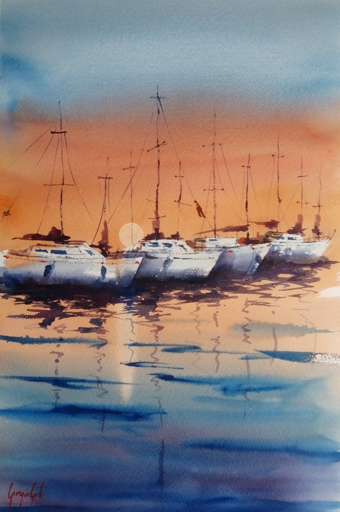 Barche a vela al tramonto da Giorgio Gosti