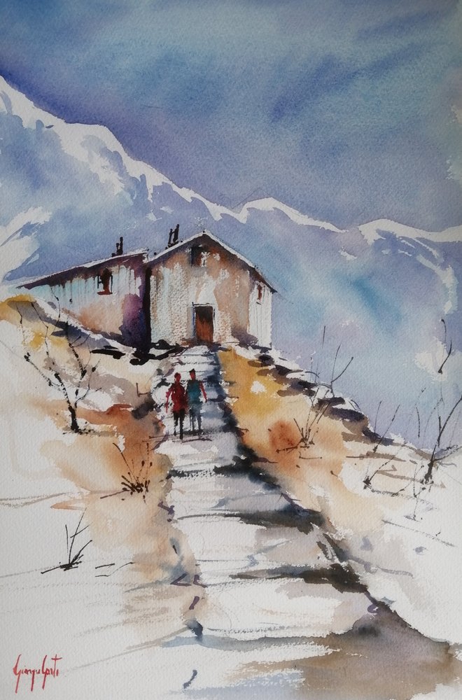 Sentiero innevato che porta alla baita da Giorgio Gosti