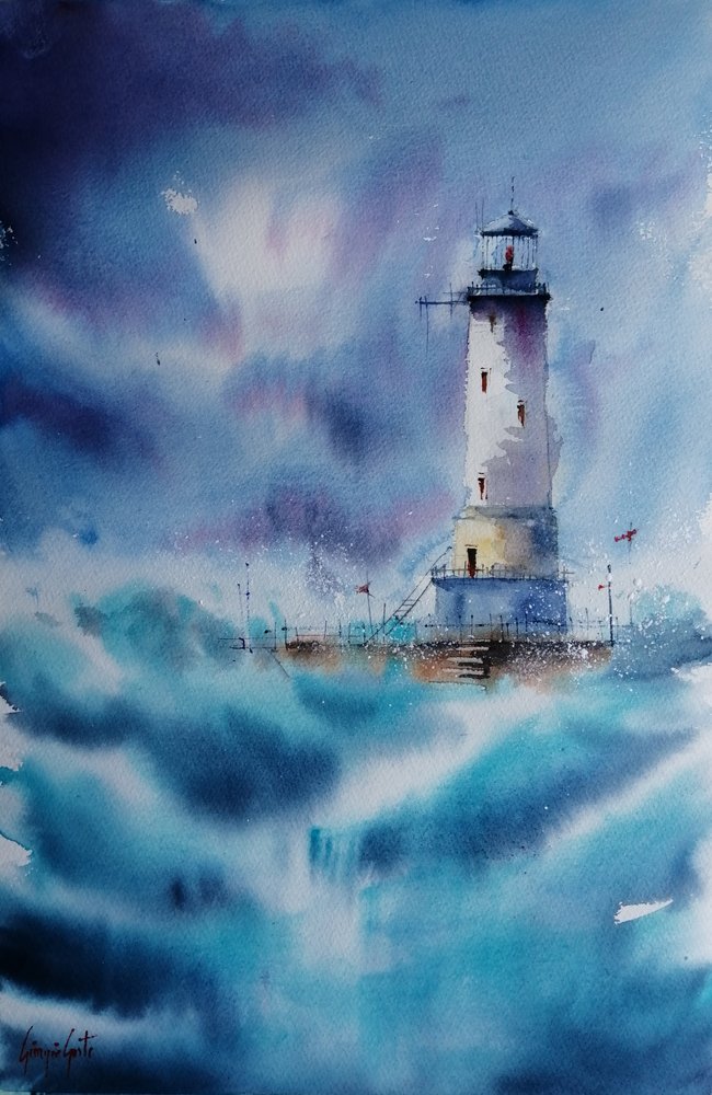 Onde tempestose al faro da Giorgio Gosti