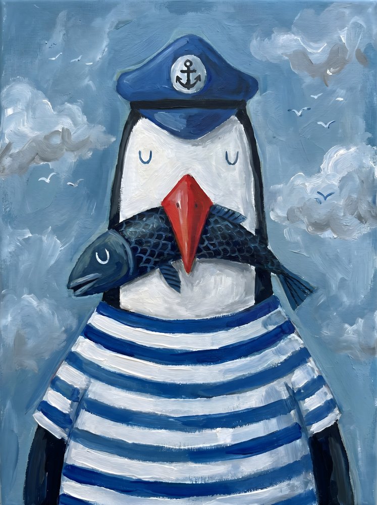 Pinguino marinaio con un pesce da HUGO