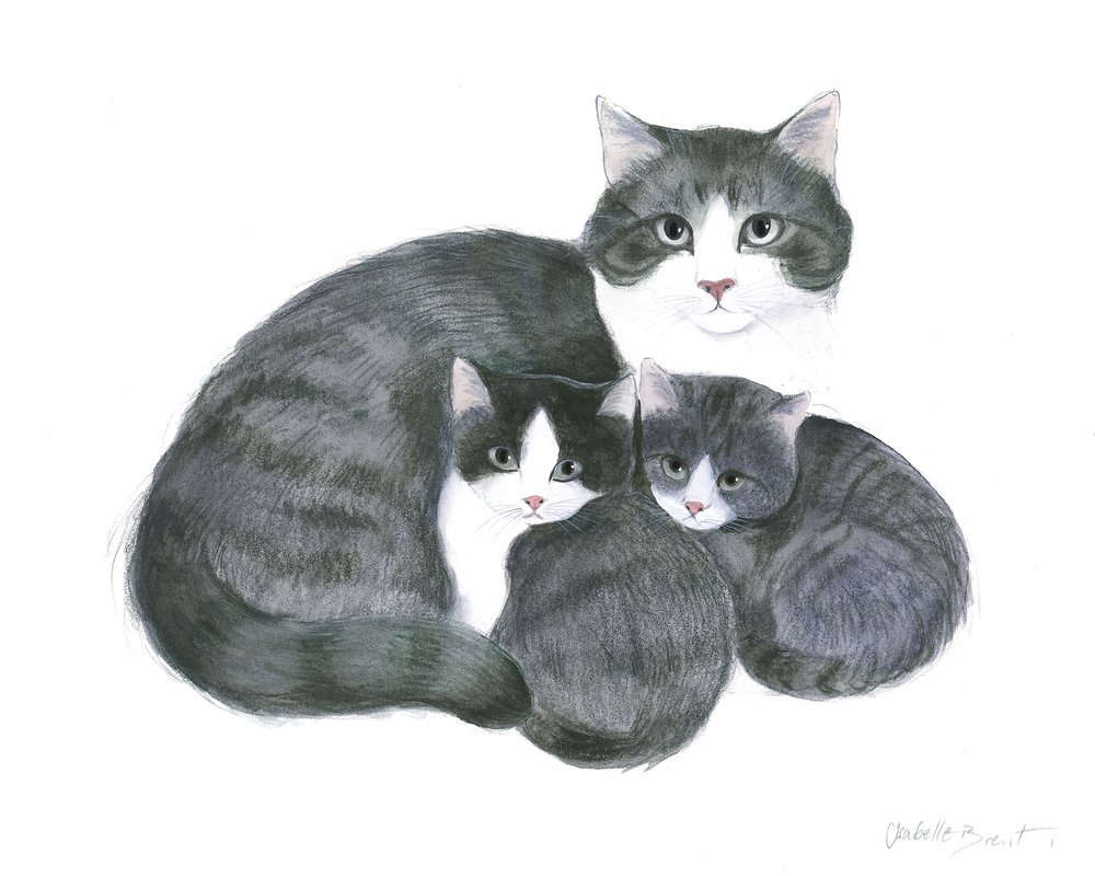 Gatta e due gattini da Isabelle Brent