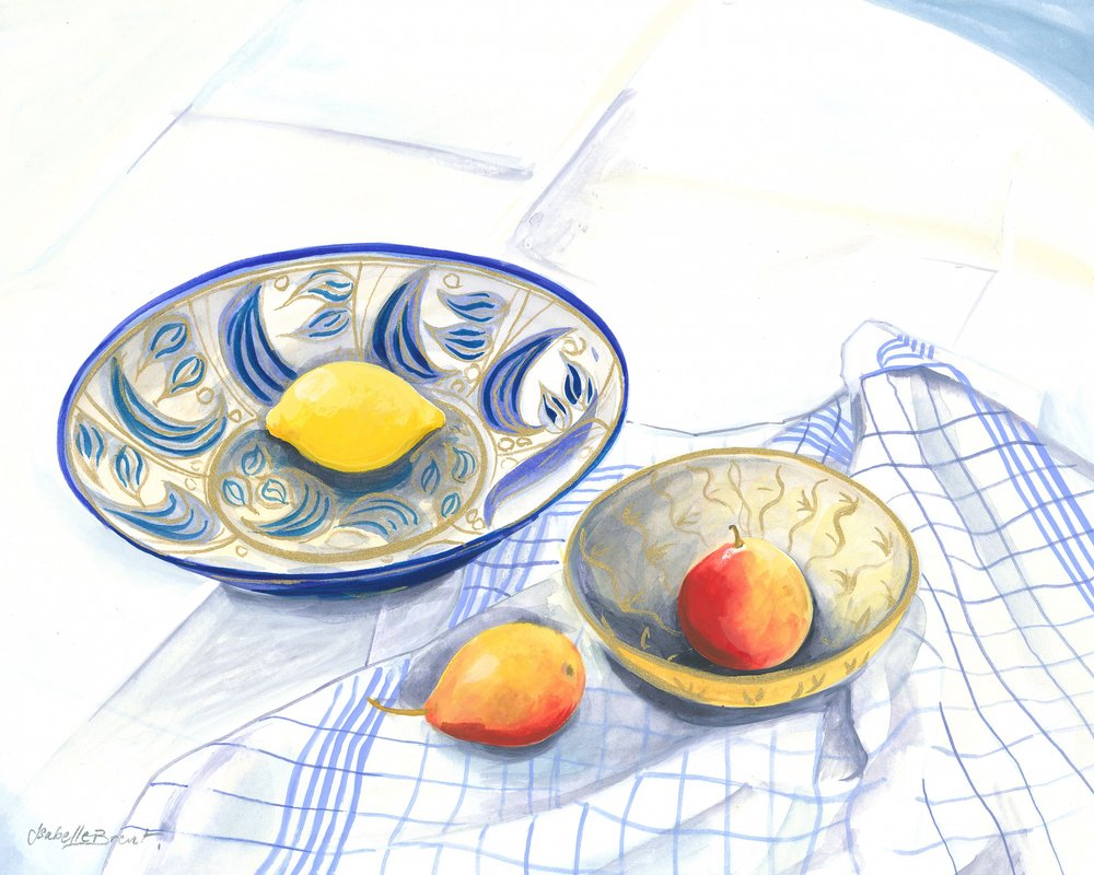 Natura morta con limone e pere da Isabelle Brent