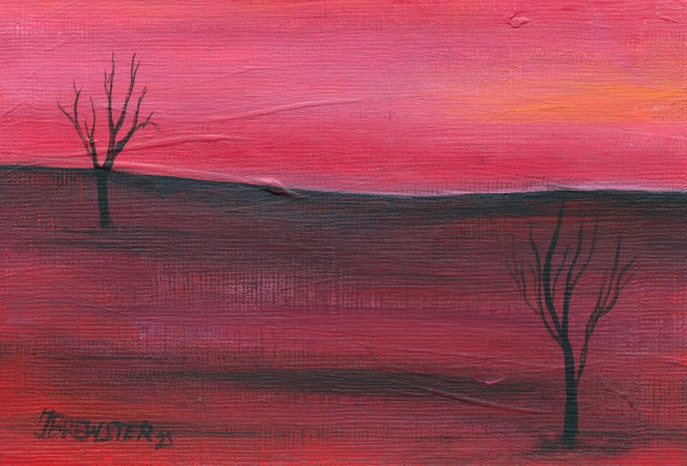 Alberi spogli, cielo rosso da Janine Brewster