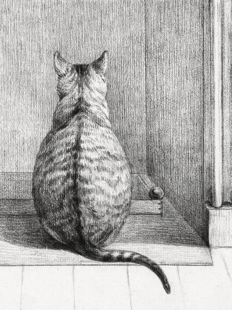 Gatto seduto, visto da dietro (1812) da Jean Bernard