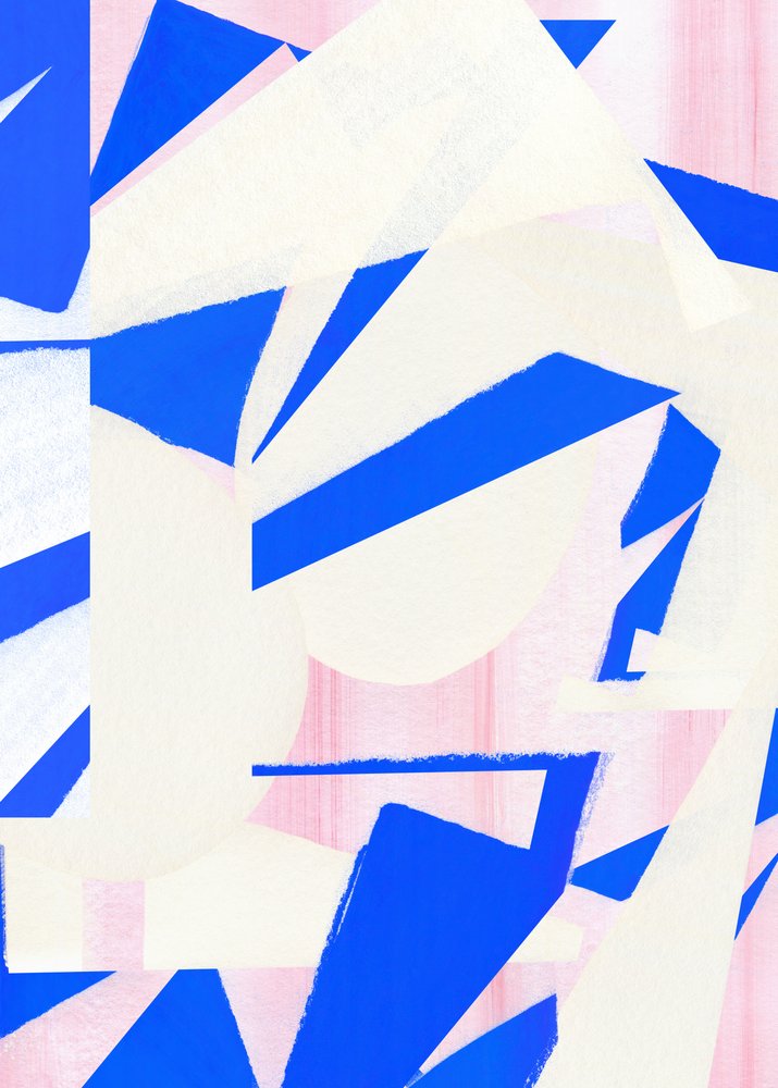 Forme in blu, rosa e grassetto da Jenja Braun