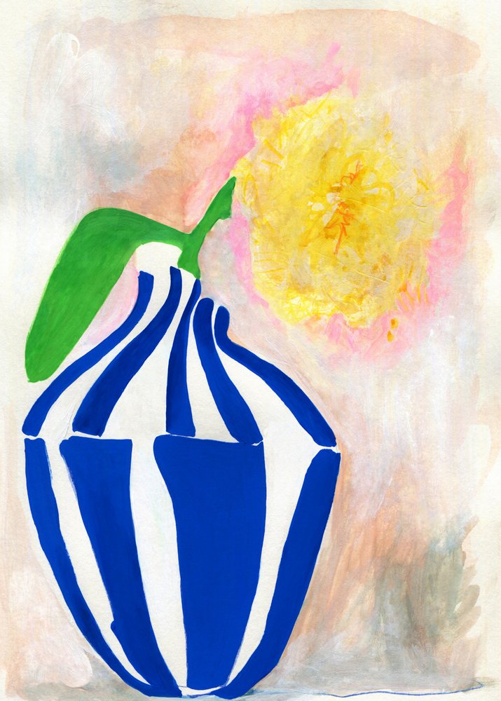 Vaso a righe Yellow Bloom da Jenja Braun