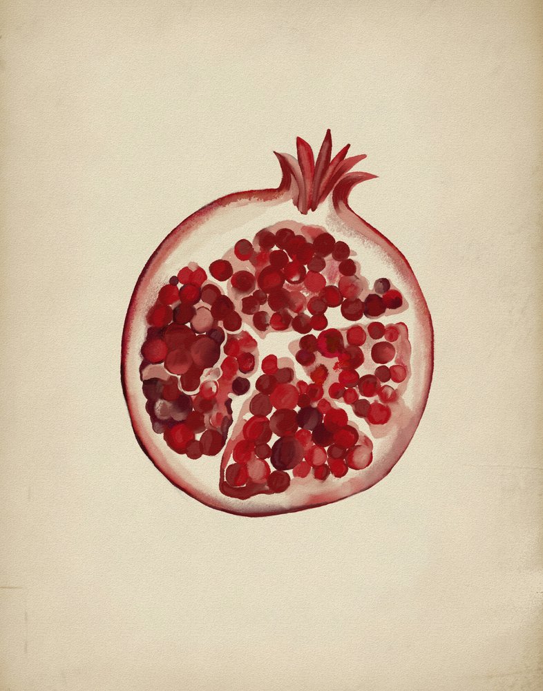 Melograno rosso succoso da Josie George