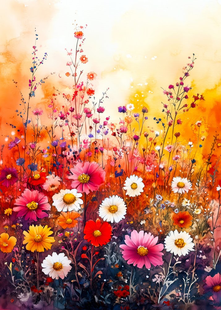 Campo di fiori selvatici dai colori vivaci da Justyna Jaszke