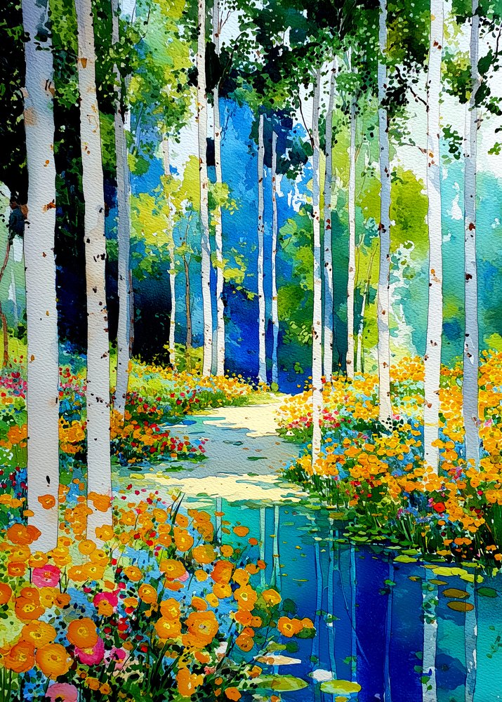 Sentiero nel bosco di betulle in fiore da Justyna Jaszke