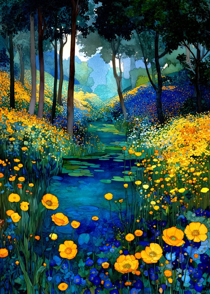 Il ruscello nel bosco in fiore da Justyna Jaszke
