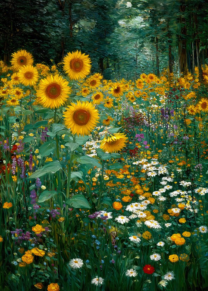 Il margine della foresta dei girasoli dorati da Justyna Jaszke