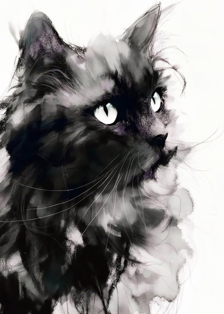Ritratto di un misterioso gatto nero da Justyna Jaszke
