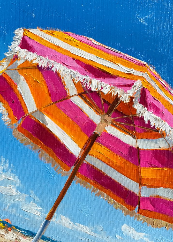 Ombrellone da spiaggia rosa e arancione da Justyna Jaszke