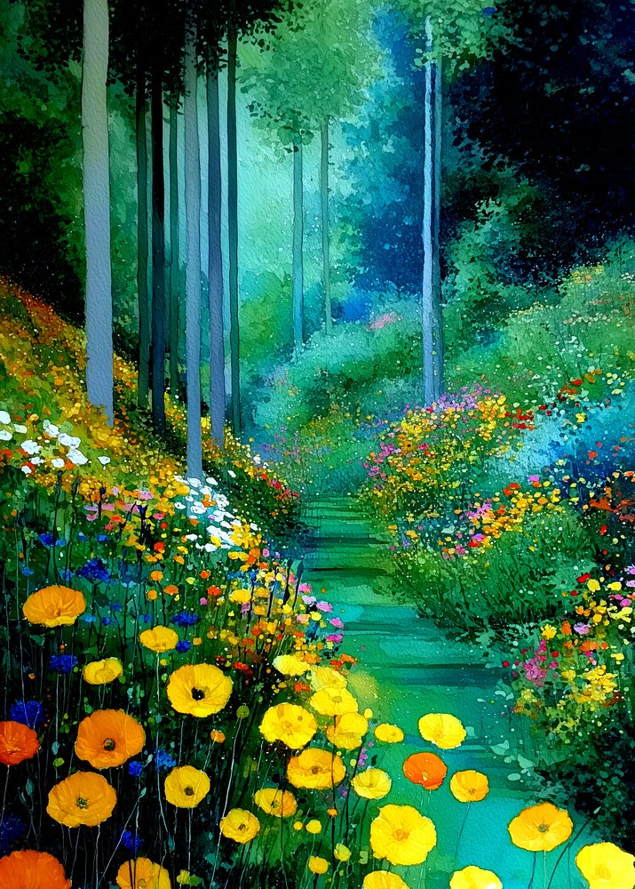 Sentiero dei fiori illuminato dal sole da Justyna Jaszke