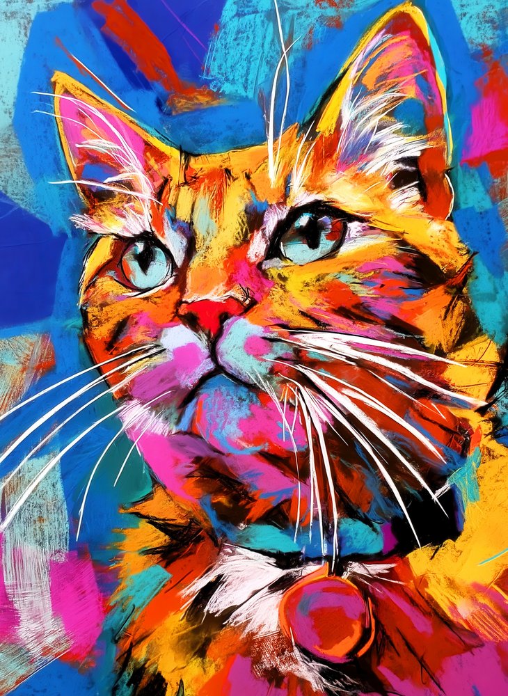 Ritratto di un gatto dai colori vivaci da Justyna Jaszke