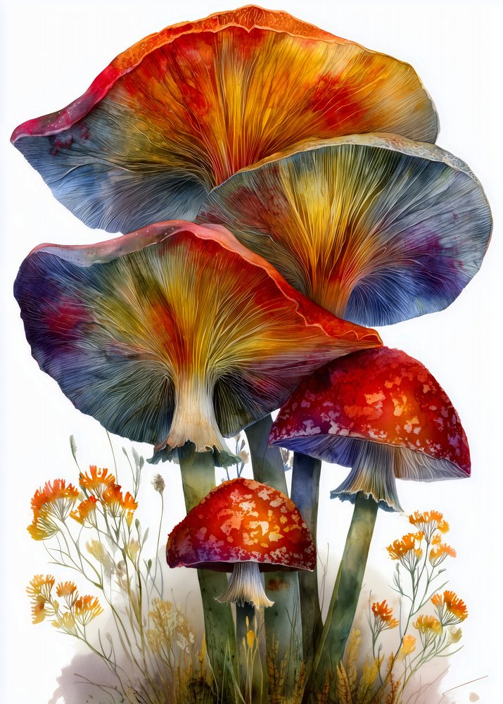 Funghi della foresta dai colori vivaci da Justyna Jaszke