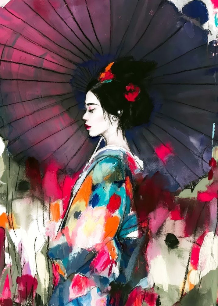 Ritratto vivace di una geisha con l