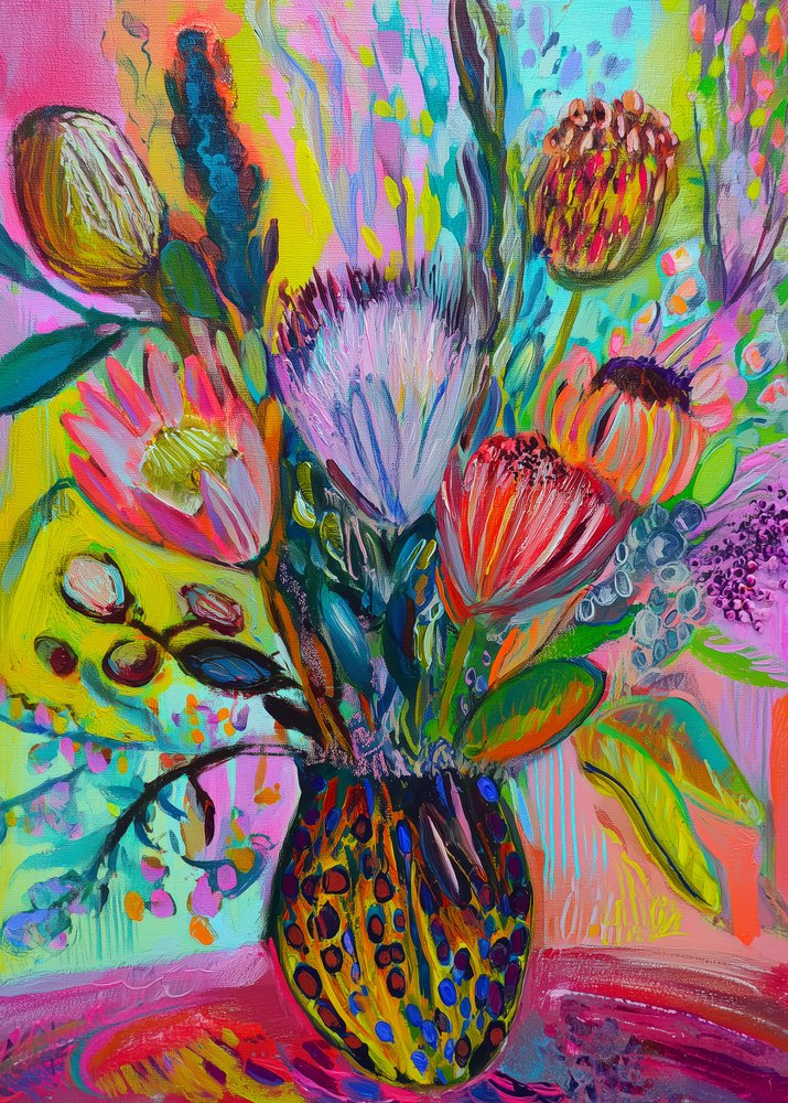 Bouquet di protee dai colori vivaci da Justyna Jaszke