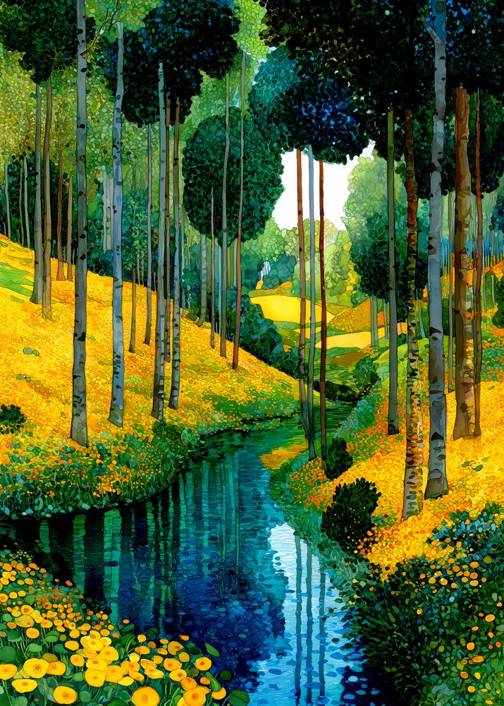 Ruscello della foresta dei fiori gialli da Justyna Jaszke