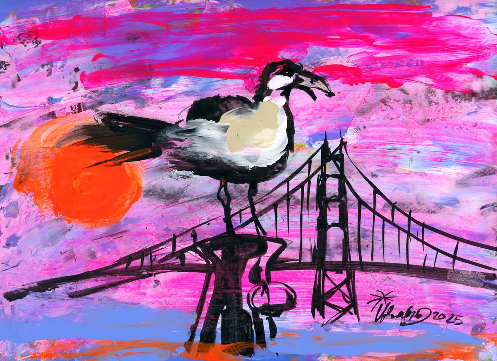 Ibis al tramonto sul Golden Gate da Kanat Ibragimov