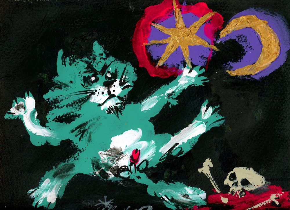 Il volo del gatto verde mistico da Kanat Ibragimov