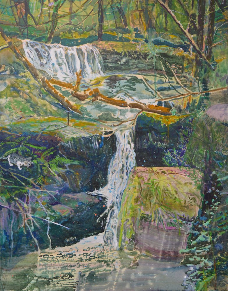 Cascata nel bosco con un gatto da Karin Bos