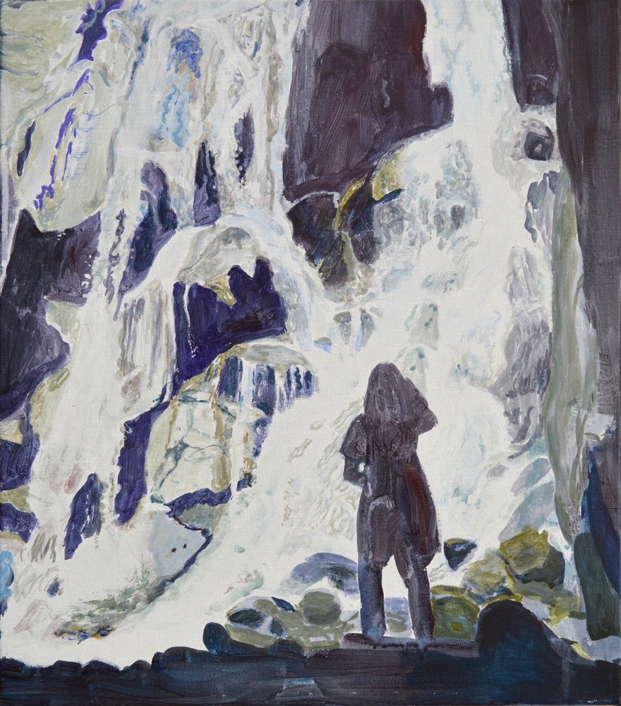 Una persona presso la Majestic Waterfall da Karin Bos
