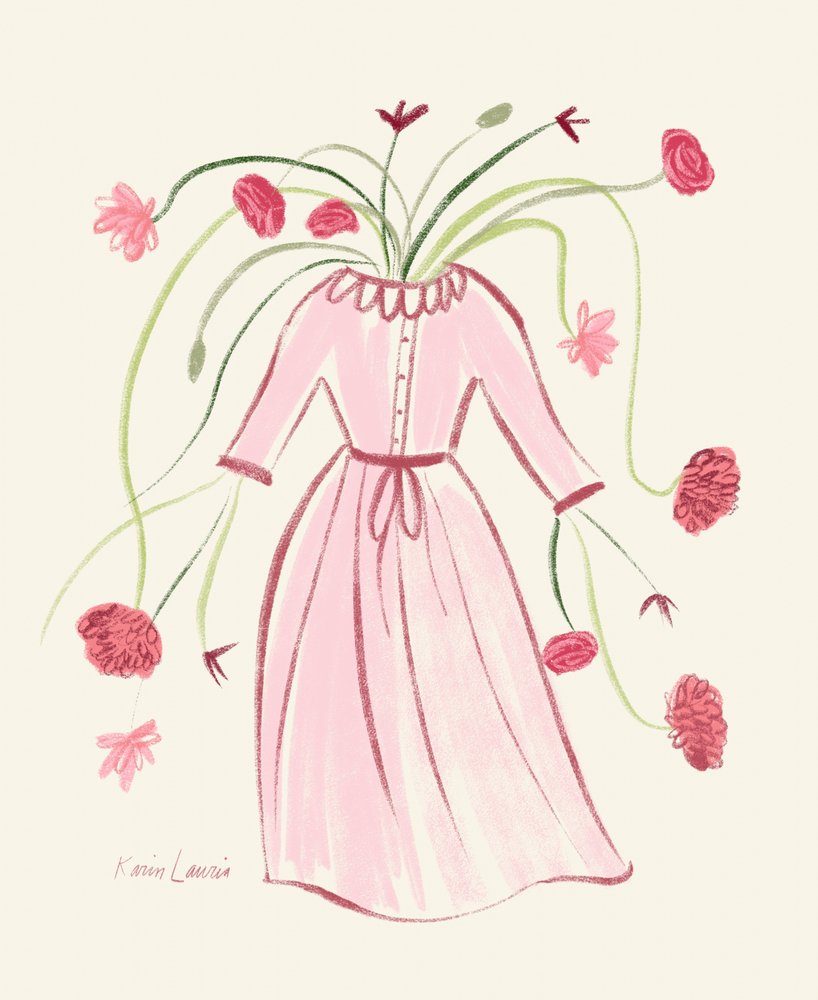 Abito rosa in fiore da Karin Lauria