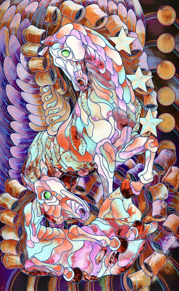 Cavalli in vetro colorato in stile fantasy da Kostyantin Malginov