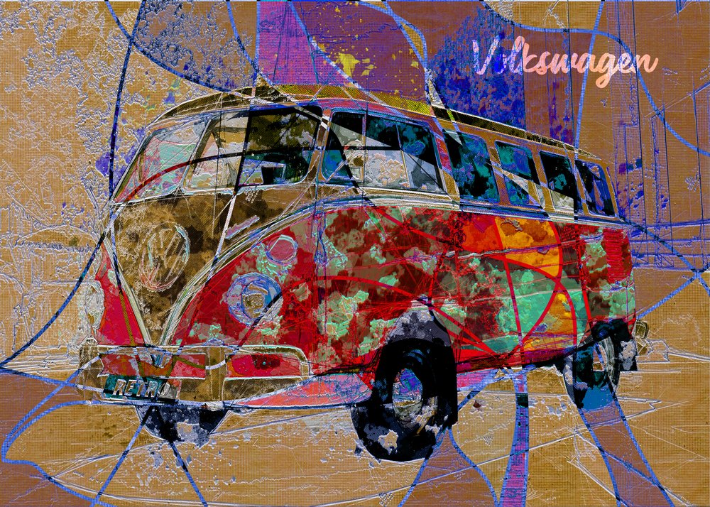 Arte vivace in stile retrò su furgoni da Lembayung senja studio [Vintage Poster]