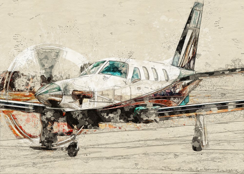 Schizzo di un aereo a elica d
