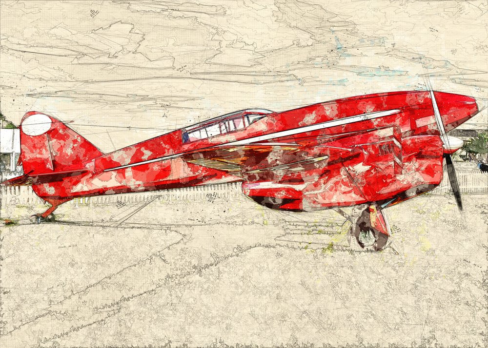 Aereo a elica rosso d