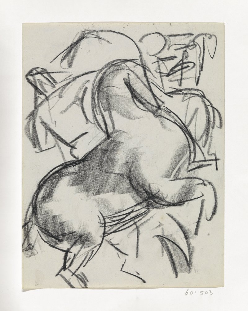 Cavallo impennato con una figura sullo sfondo da Leo Gestel
