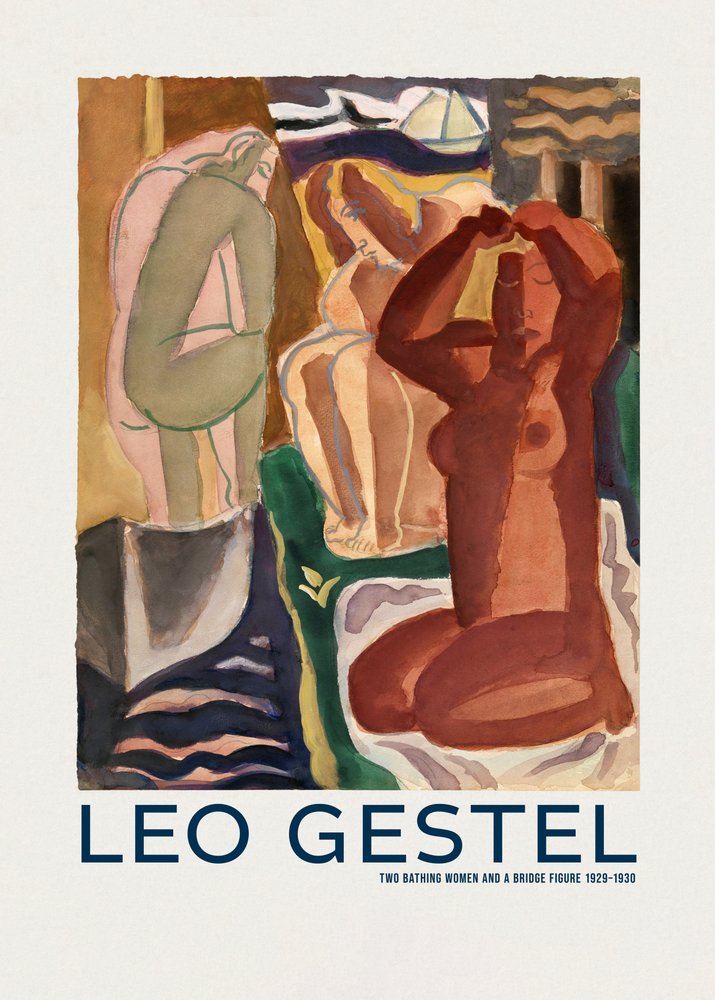 Due donne al bagno e una figura sul ponte da Leo Gestel