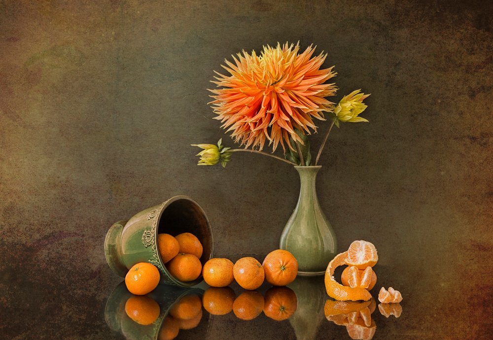 Dalia autunnale e mandarini da Lydia Jacobs