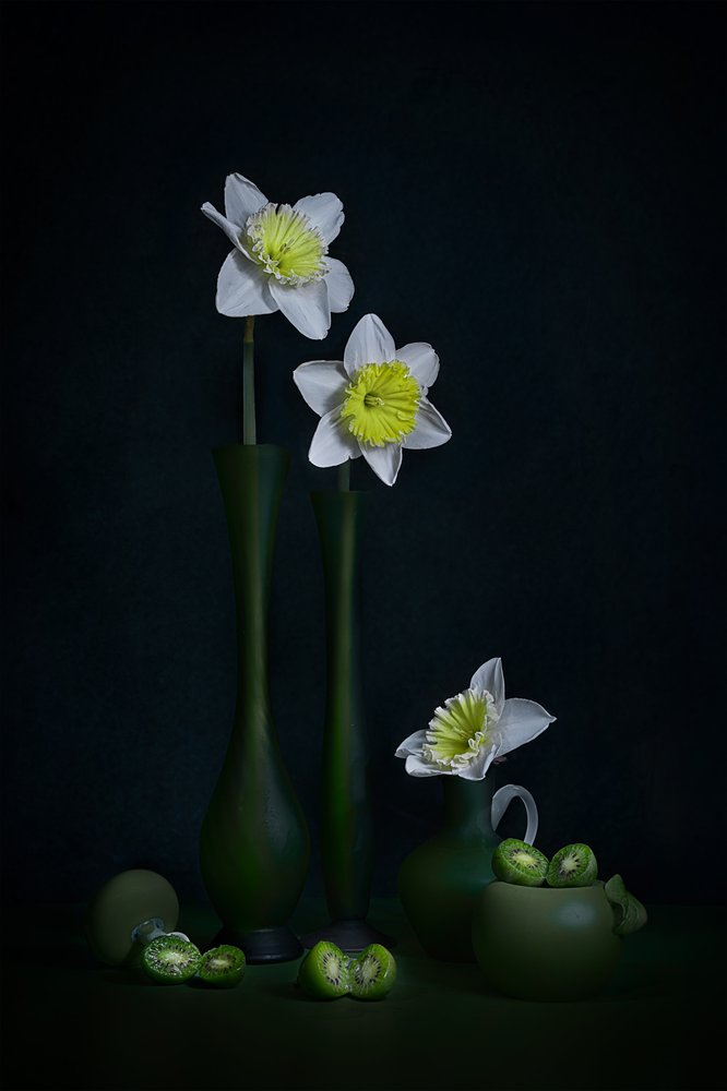 Natura morta con narcisi verdi da Lydia Jacobs