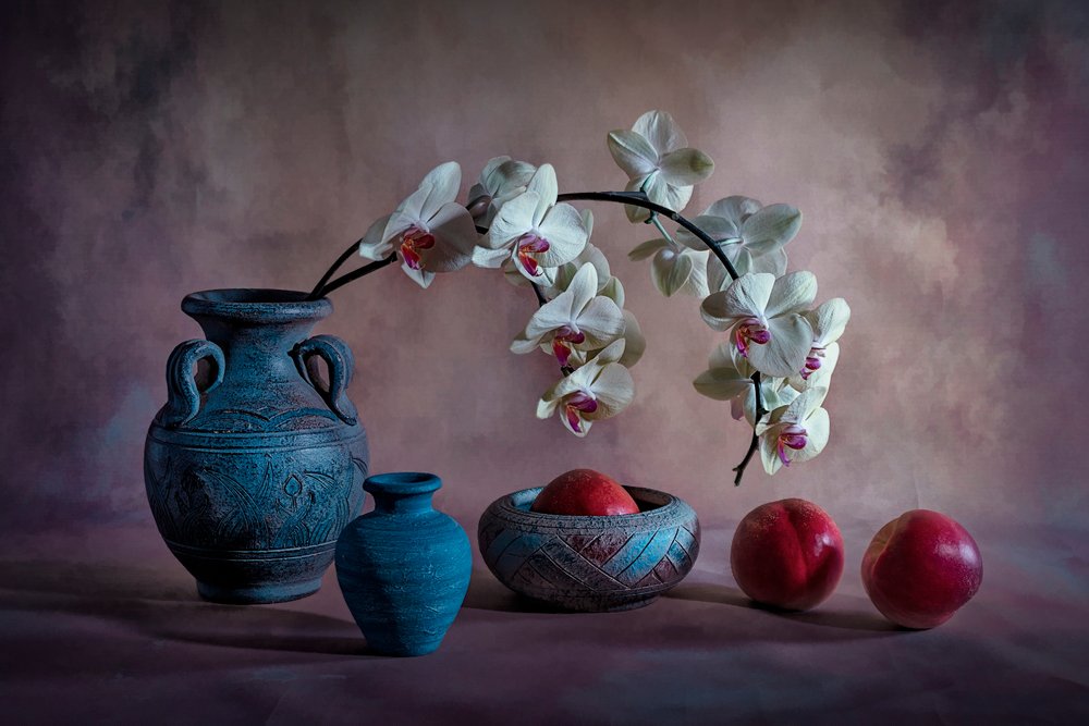 Elegante natura morta con orchidee da Lydia Jacobs