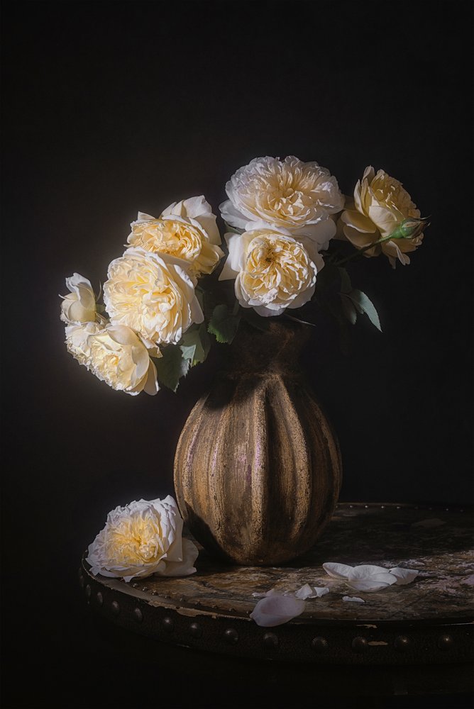 Elegante natura morta con rose da Lydia Jacobs