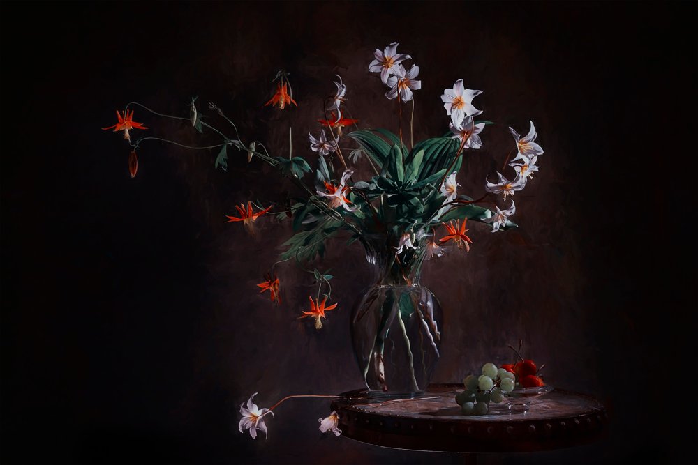 Natura morta floreale in stile malinconico da Lydia Jacobs