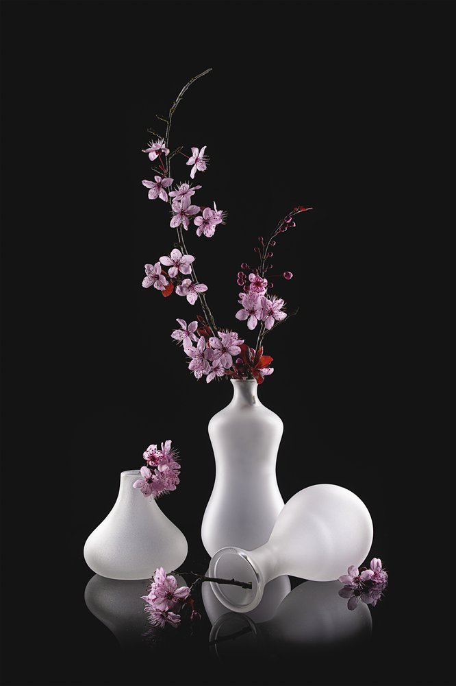 Vasi con decorazione "Fiori rosa" in stile frosted da Lydia Jacobs
