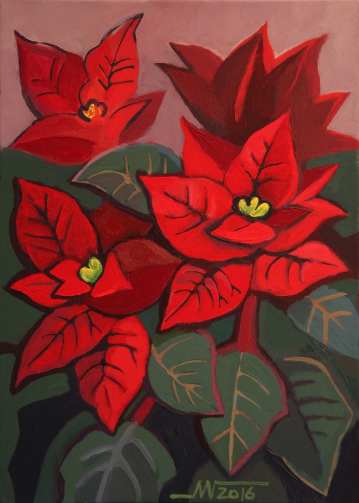 Poinsettie rosse a festa da Marina Gorkaeva