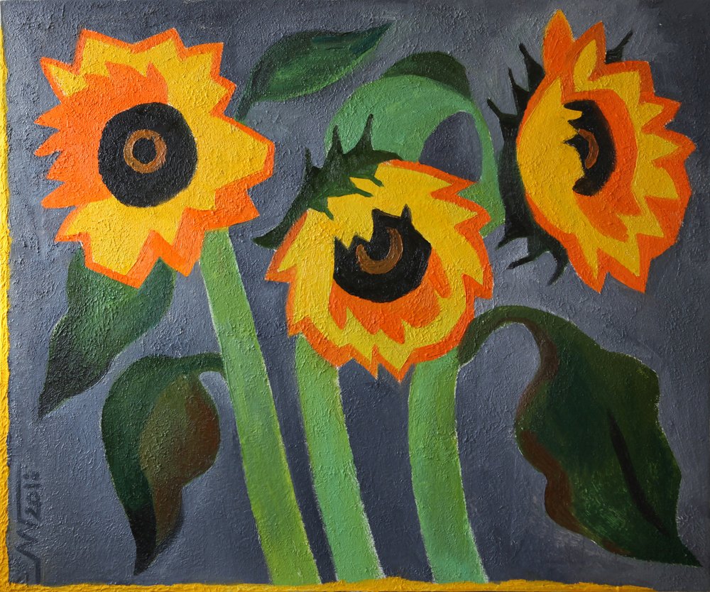 Tre girasoli rustici da Marina Gorkaeva