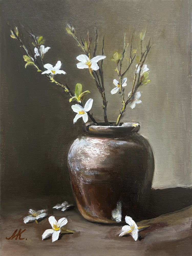 Vaso rustico con fiori bianchi da Marina Kozyr
