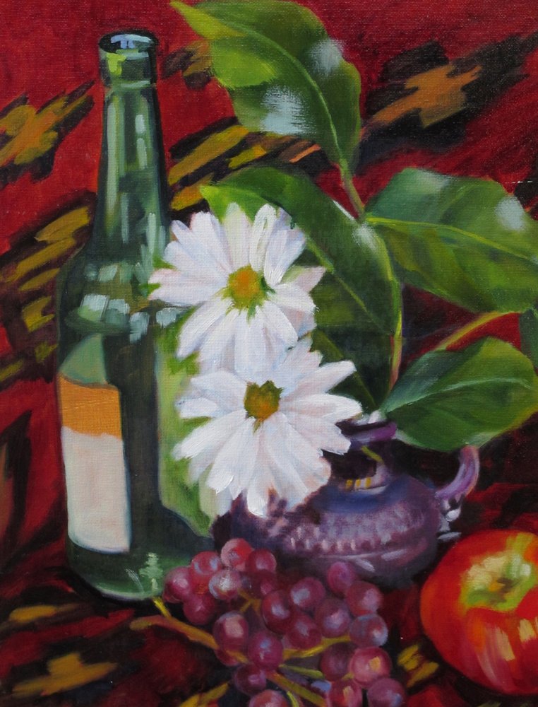 Frutta e margherite in bottiglia da Maxine Shore