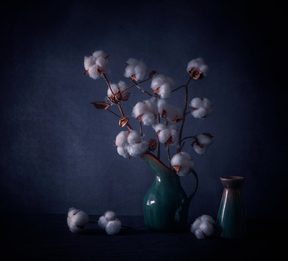 Natura morta in cotone bianco da May G
