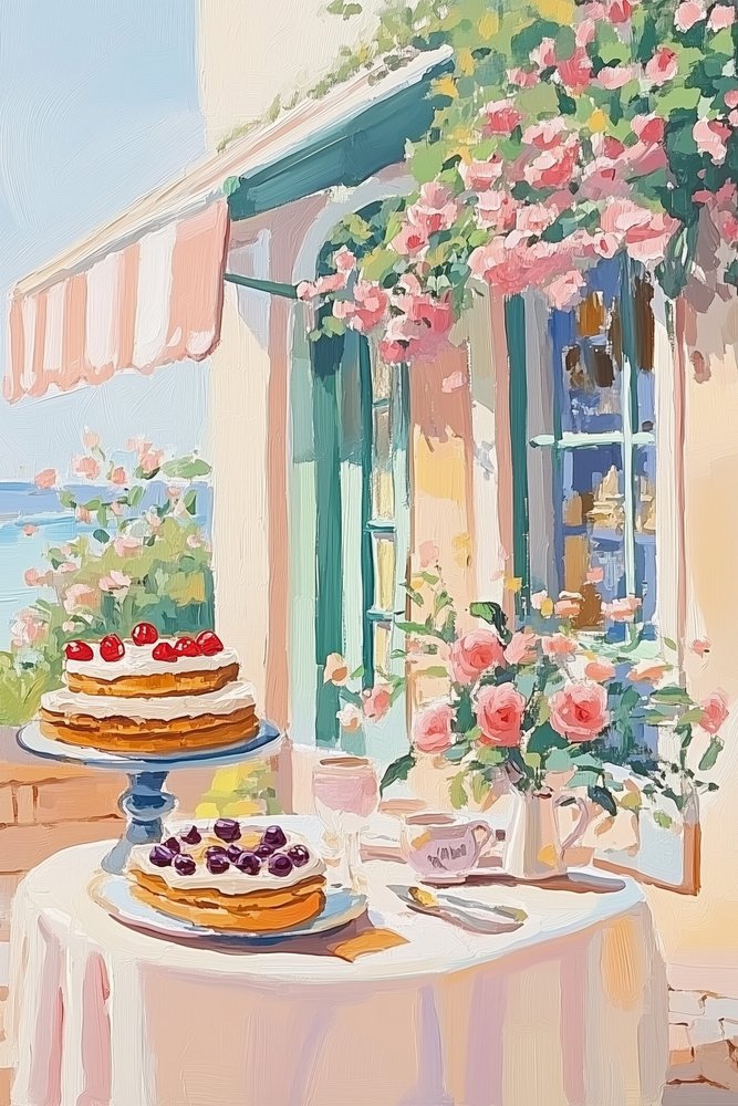 Caffetteria con dolci francesi da Melloi Art Prints