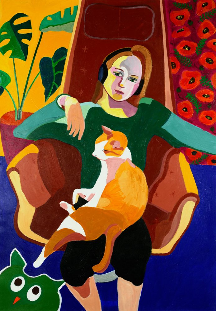 Ragazza e gatto in un