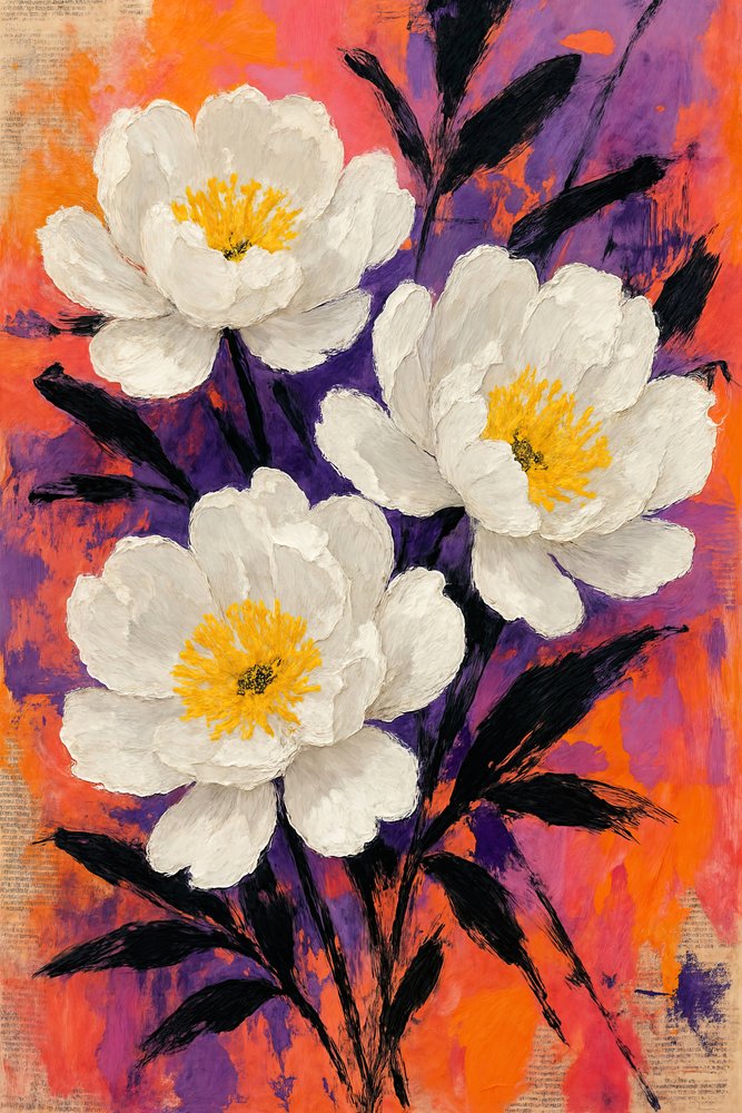 Raffigurazioni astratte di fiori di peonia da Natalie Bruns